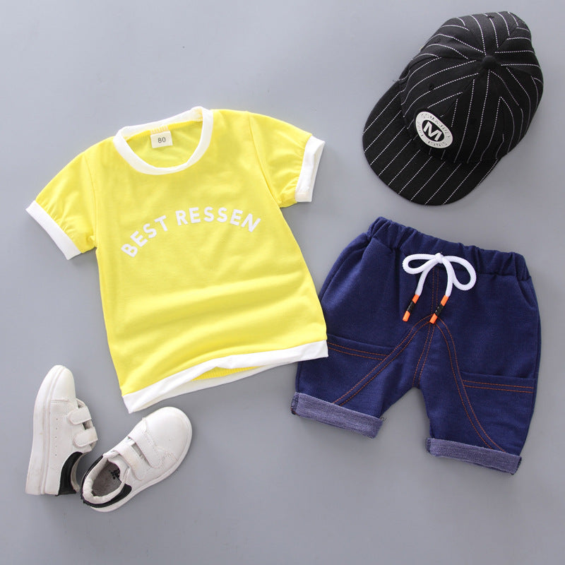 Completo Casual Bambino  T-shirt "Best Ressen" e Shorts con Coulisse