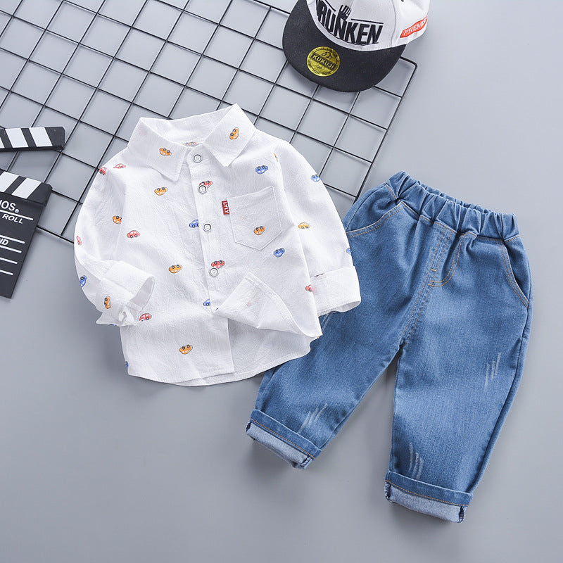 Completo Bambino "Happy Day" Camicia Bianca + Jeans