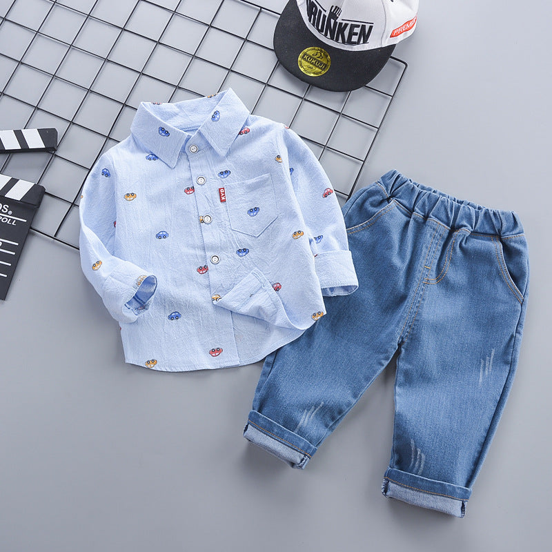 Completo Bambino "Happy Day" Camicia Bianca + Jeans