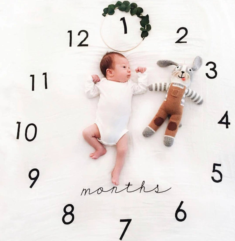 Coperta Mesiversario fotografica per neonati – Design orologio
