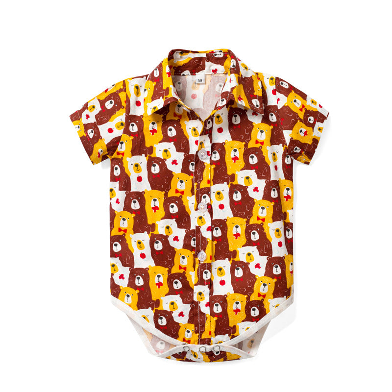 Body Camicia per Neonato con Stampa Orsetti  Manica Corta