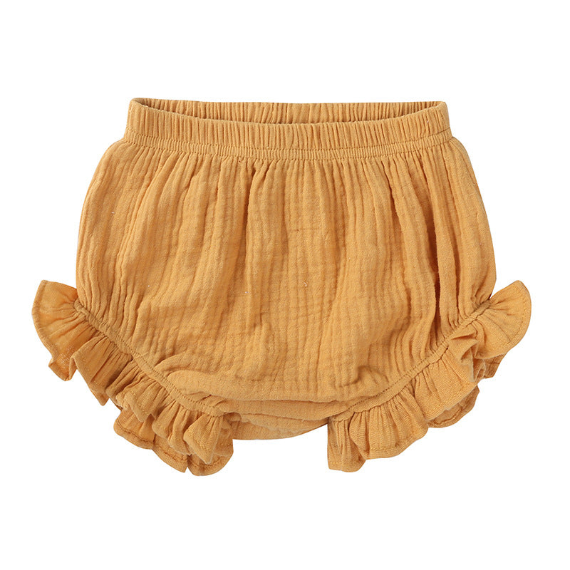 Shorts Bambina in Mussola con Volant   Vari Colori