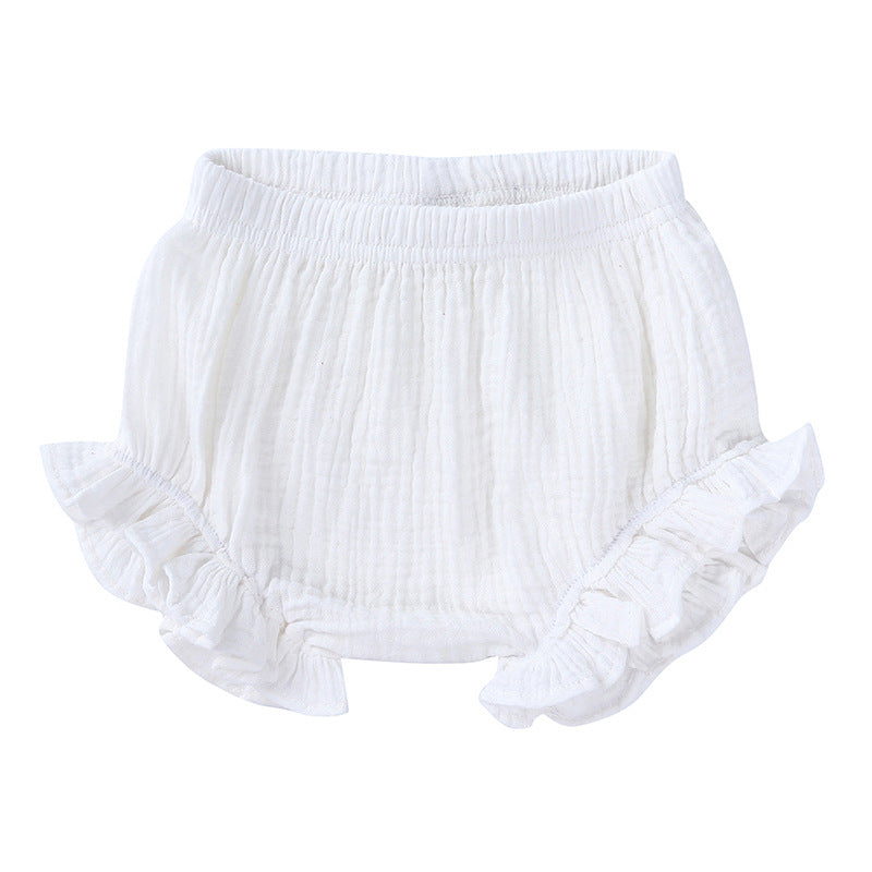 Shorts Bambina in Mussola con Volant   Vari Colori