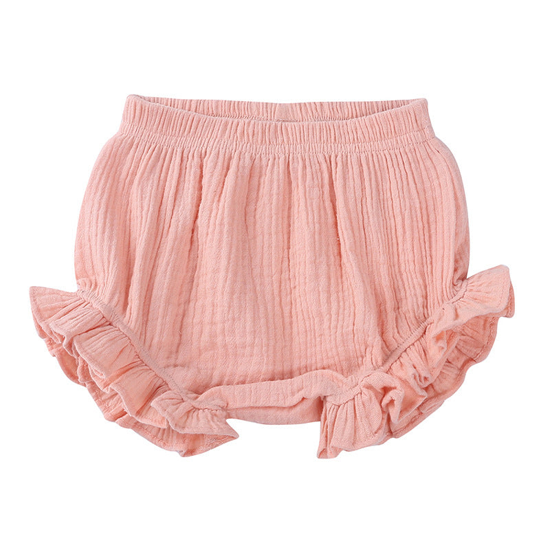 Shorts Bambina in Mussola con Volant   Vari Colori