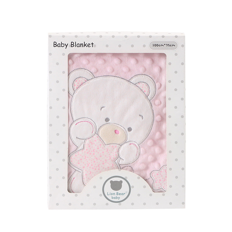Copertina Neonato Morbida con Ricamo Orsetto – 100×75 cm