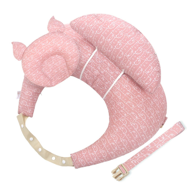 Cuscino Allattamento Ergonomico Rosa con Spallacci – Supporto Neonato Antirigurgito