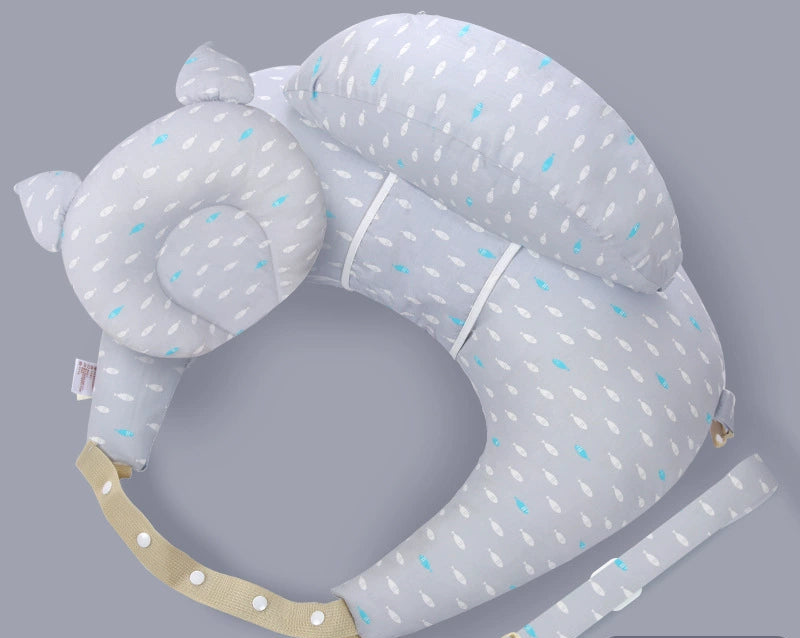 Cuscino Allattamento Ergonomico Grigio con Spallacci – Supporto Neonato Antirigurgito