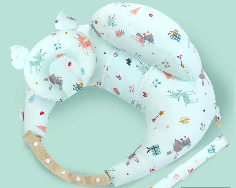 Cuscino Allattamento Ergonomico Verde acqua con Spallacci – Supporto Neonato Antirigurgito