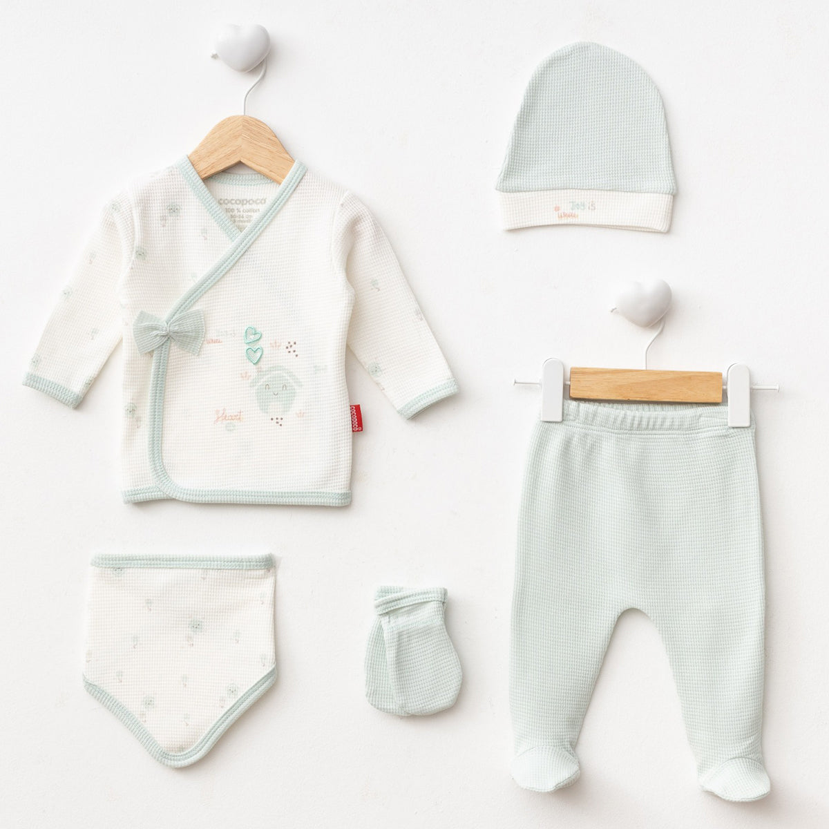 Set Neonata/ Bimba  5 pezzi Cotone con stampa casetta