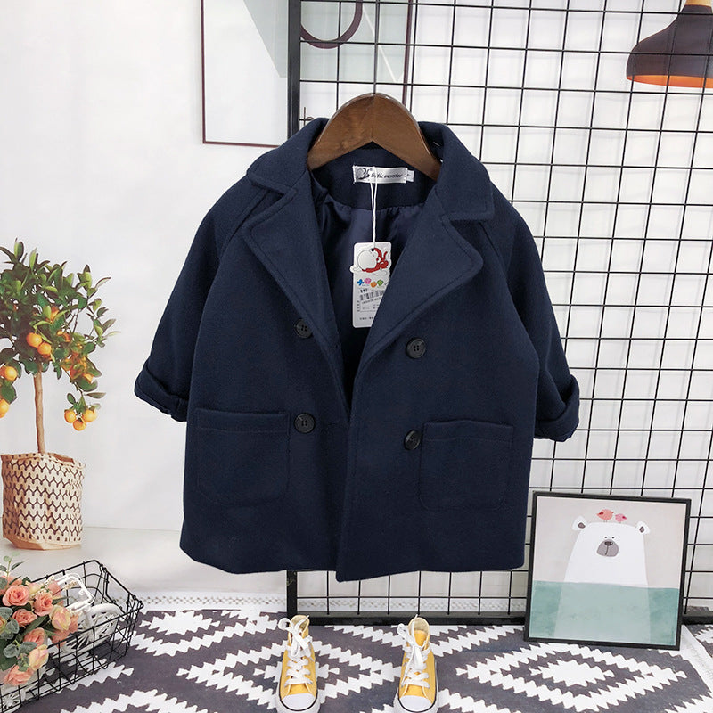 Cappotto Bambino Autunnale Doppiopetto – Elegante e Caldo con Tasche Laterali
