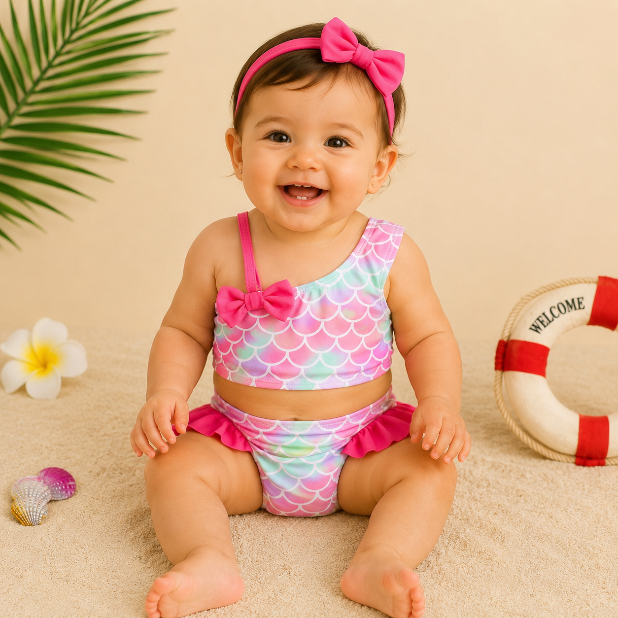 Costume bambina 2 pezzi   Fantasia Sirena Pastello