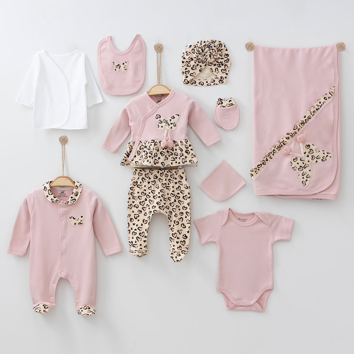 Completo Neonata Rosa Animalier – Cotone 100% Corredino 10pz (Copia)