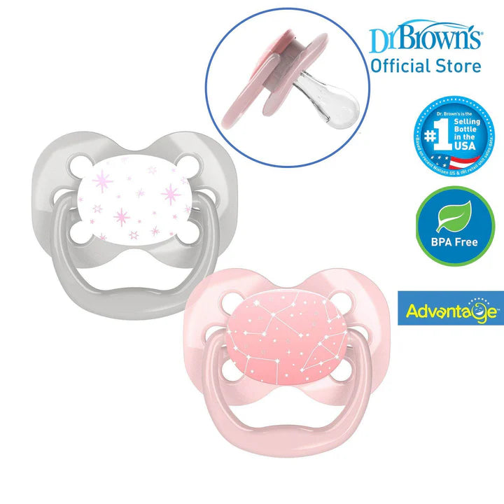 DrBrown's 2 Succhietti 0-6 rosa e bianco
