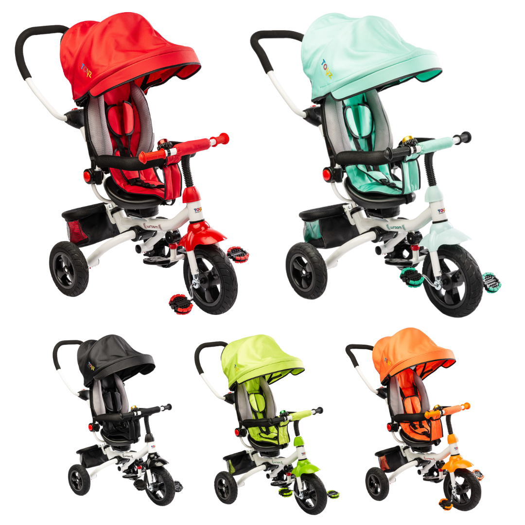Triciclo Evolutivo 5 in 1 con Seduta Reclinabile e Maniglione Regolabile WROOM