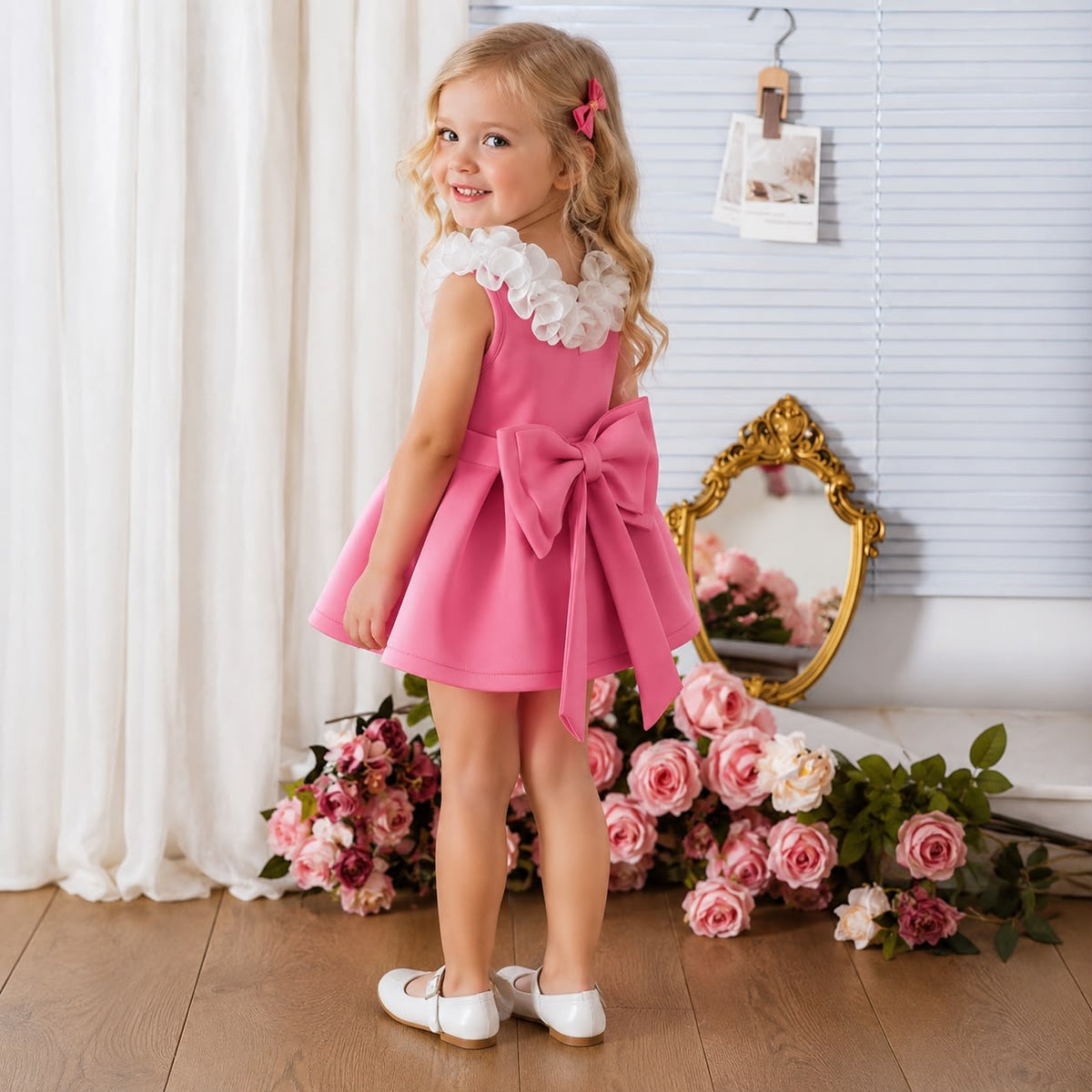 Vest con fiocco in pizzo e scollo a V
