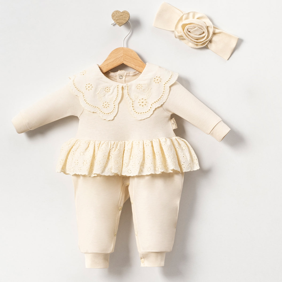 Tutina Neonata/ Bimba con Balza e fascia per capelli  100% cotone