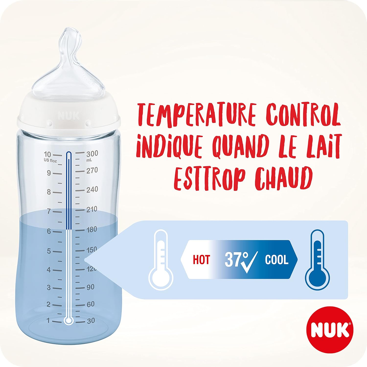 NUK First Choice+ biberon 0-6 mesi Controllo della temperatura Ciuccio in silicone Valvola anticolica | Senza BPA | 150 ml