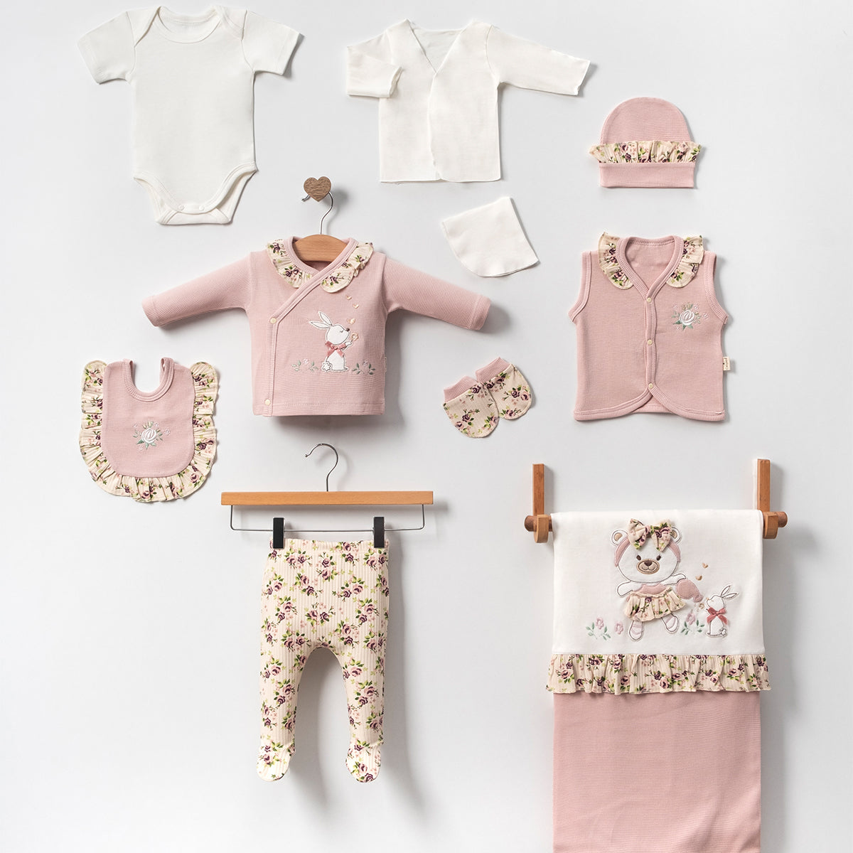 Set Corredino Bimba 0-3 mesi 100% cotone Completo Autunno/Primavera/Estate