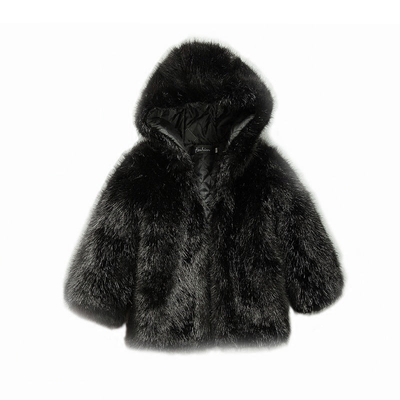Cappotto in pelliccia sintetica con cappuccio – Bambina (3 colori)