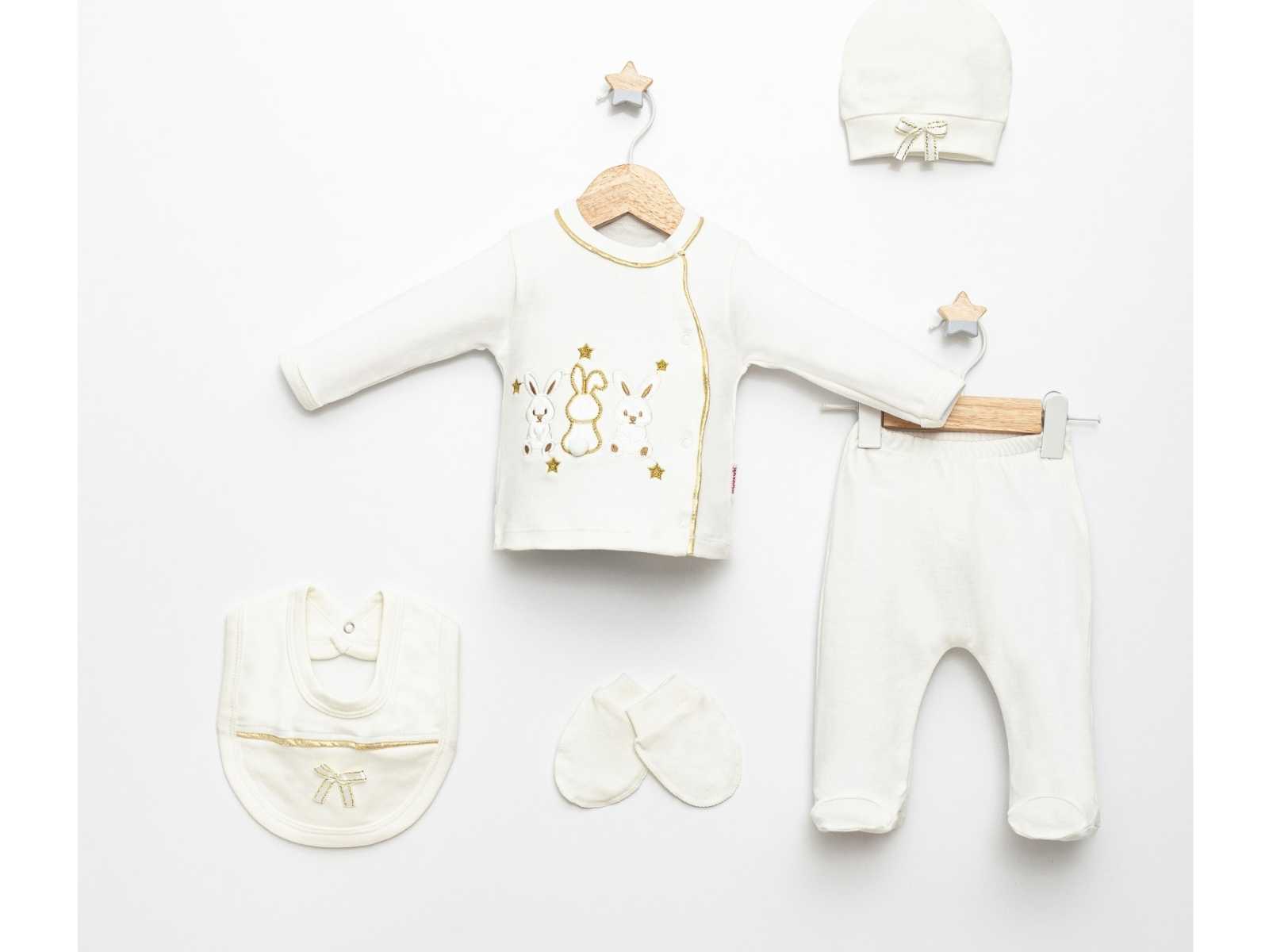 Set 5pz Nascita Neonata/ Bimba  "Bunny Dreams" in cotone