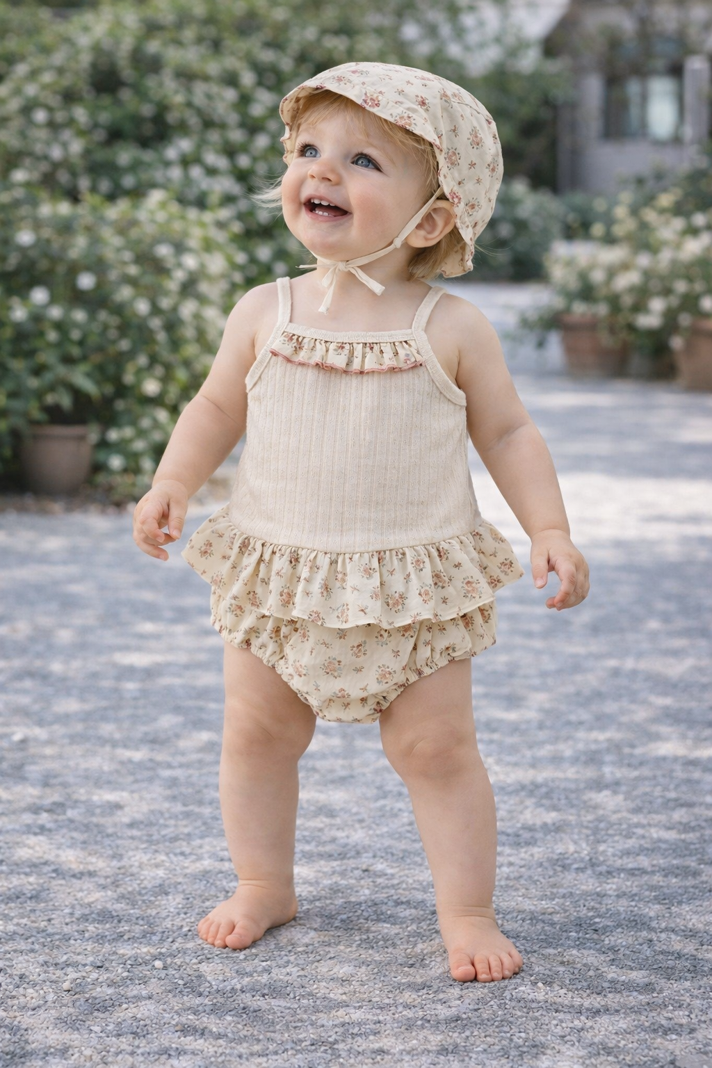 Completo Vintage Estivo 3 Pezzi Neonata/ Bimba