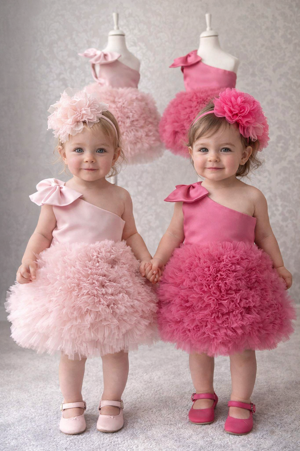 Abito Cerimonia Bambina Monospalla – Tulle Voluminoso e Fiocco in Raso