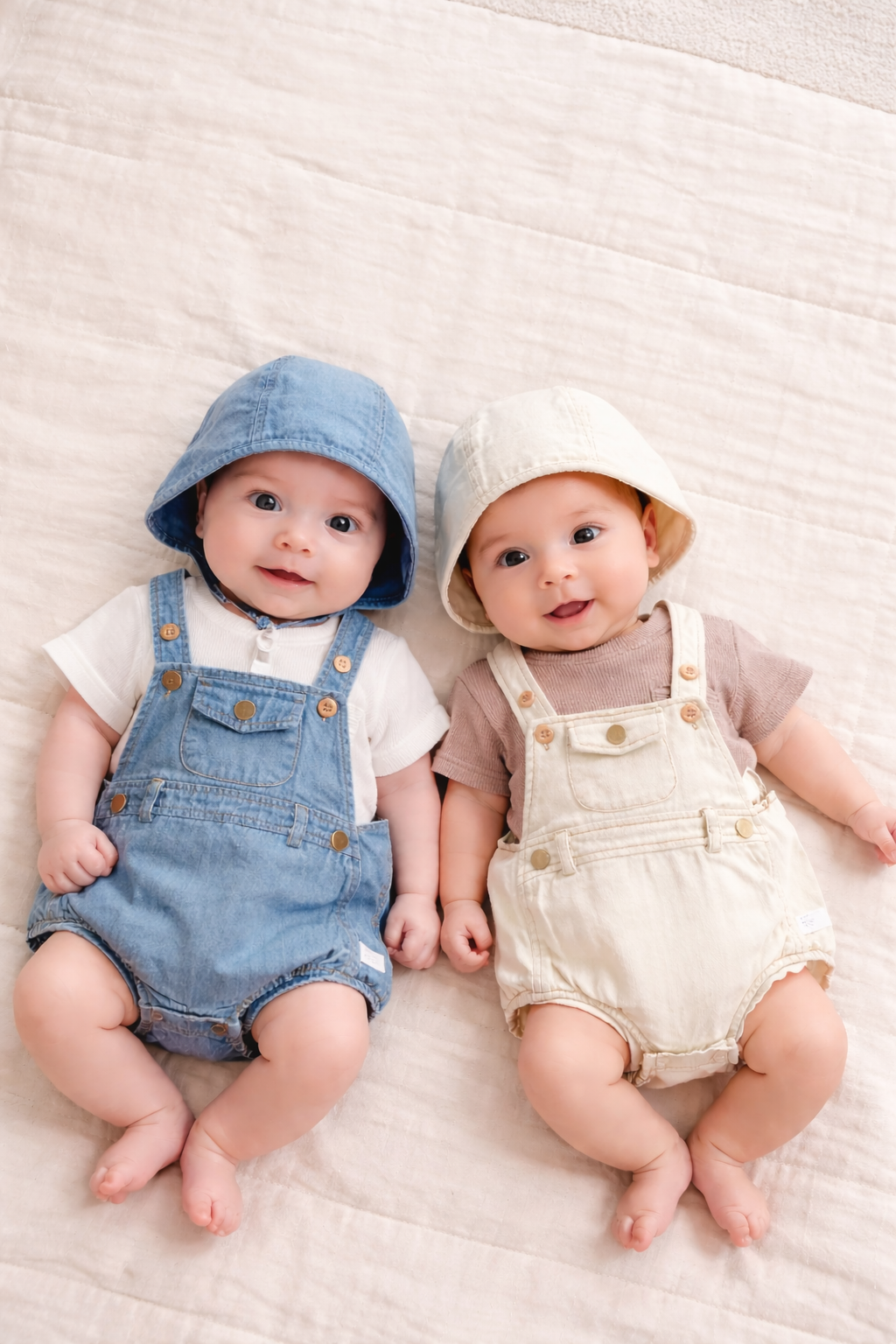 Set Salopette pagliaccetto e Cappello per neonato e bambini in Stile Casual