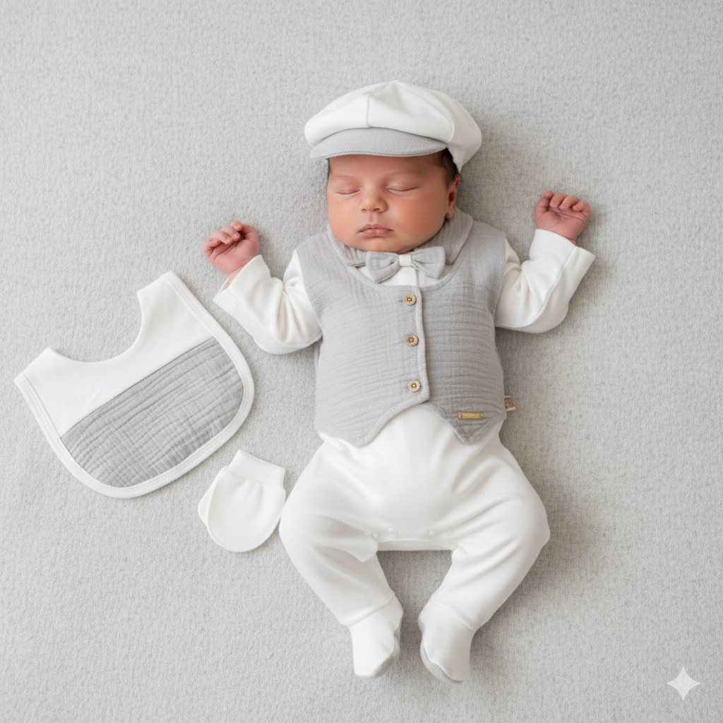 Set Nascita in Cotone Elegante Vari Colori Neonato/ Bimbo – 5 Pezzi