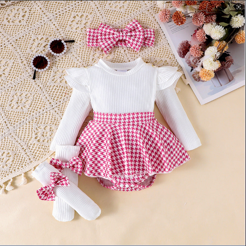 Completo Bambina 4 Pezzi   Vestitino, Calzini e Fascia