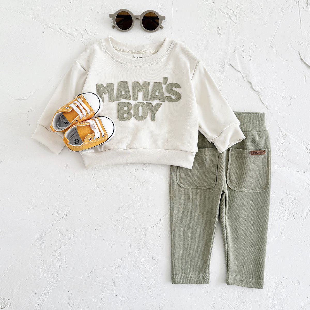 Completo Tuta  Bimbo “Mama's Boy”  Felpa + Pantaloni  Verde Salvia