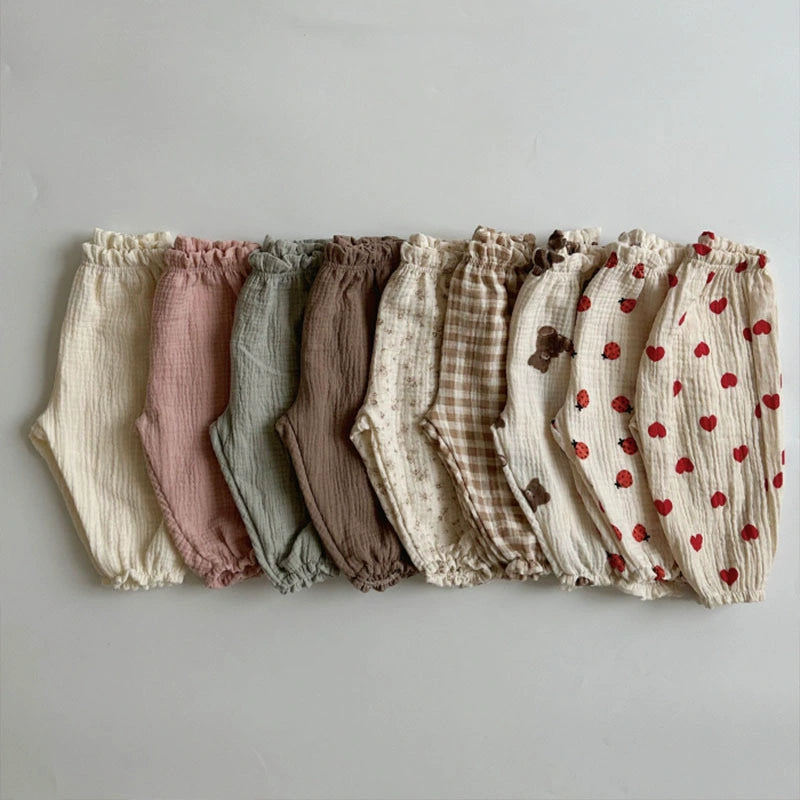 Pantaloni Neonato in Cotone Mussola Fantasia – Primavera/Estate