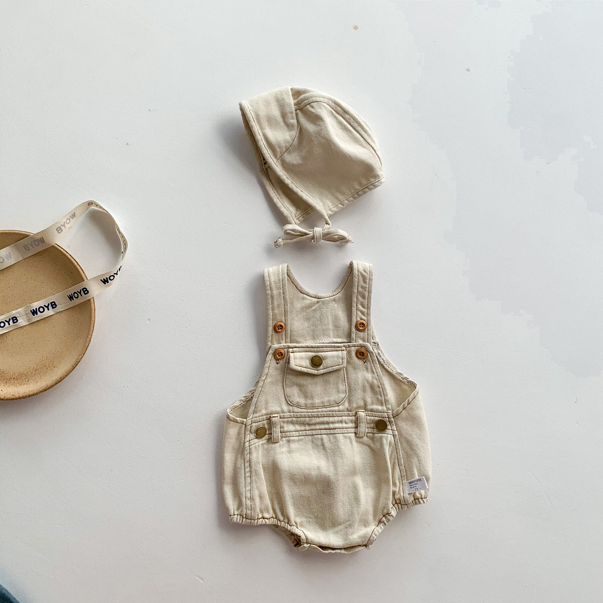 Set Salopette pagliaccetto e Cappello per neonato e bambini in Stile Casual