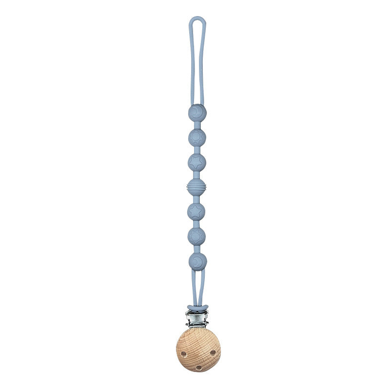 Catenina  in Silicone con clip in  Legno Naturale