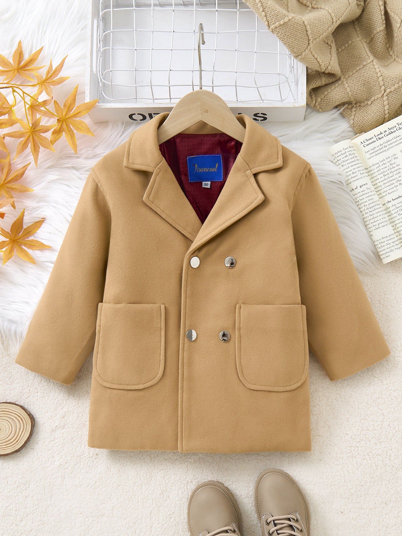 Cappotto Elegante Bambino  Modello Doppiopetto Color Cammello