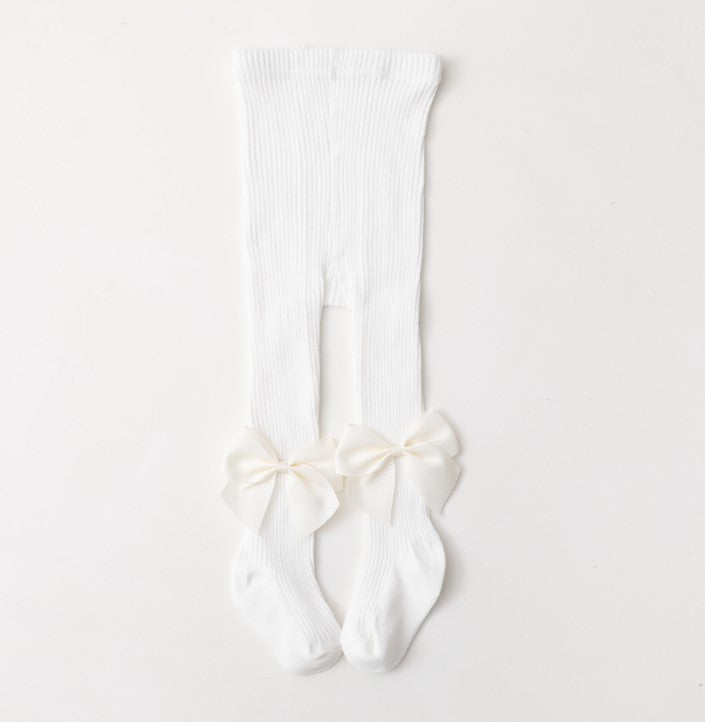 Collant Eleganti per Bambina con Fiocco in Raso  vari colori caldo cotone