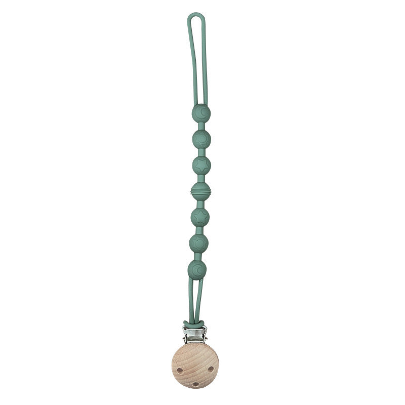 Catenina  in Silicone con clip in  Legno Naturale