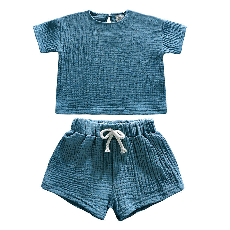 Completo Estivo Bambino in Mussola di Cotone   T-Shirt e Shorts