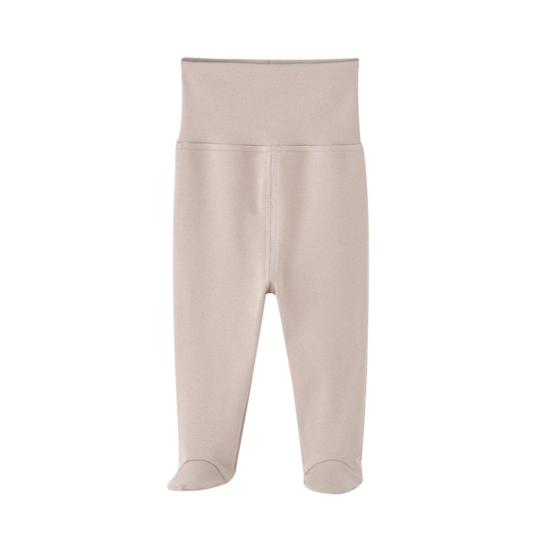 Pantaloni Neonato in Cotone con Piedini  Vita Alta
