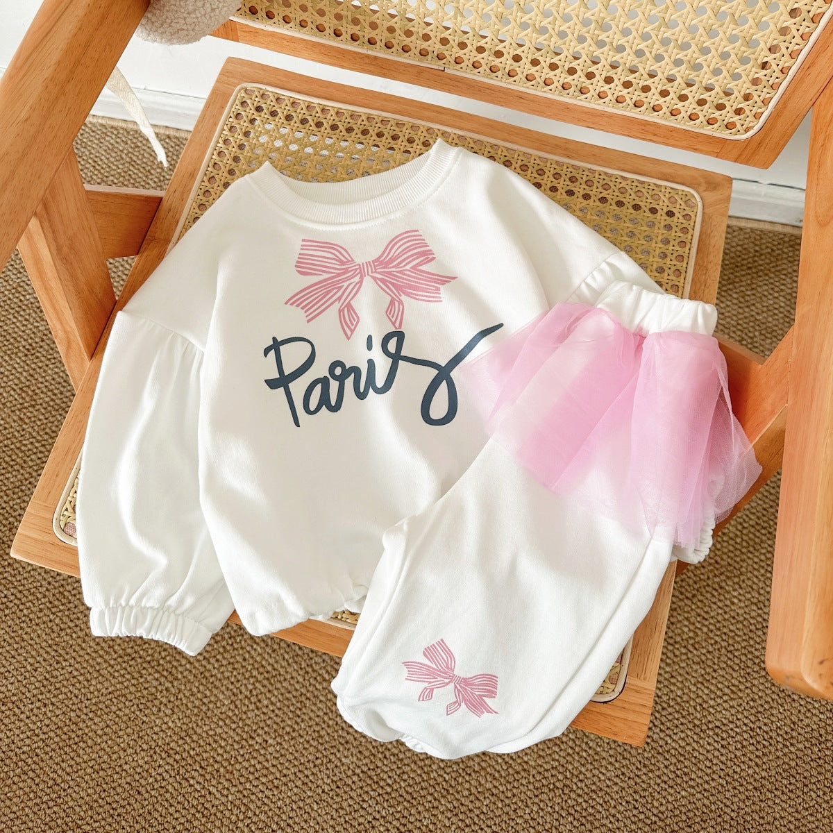 Tuta “Paris” per Bambina con Gonna in Tulle   2 Pezzi Eleganti