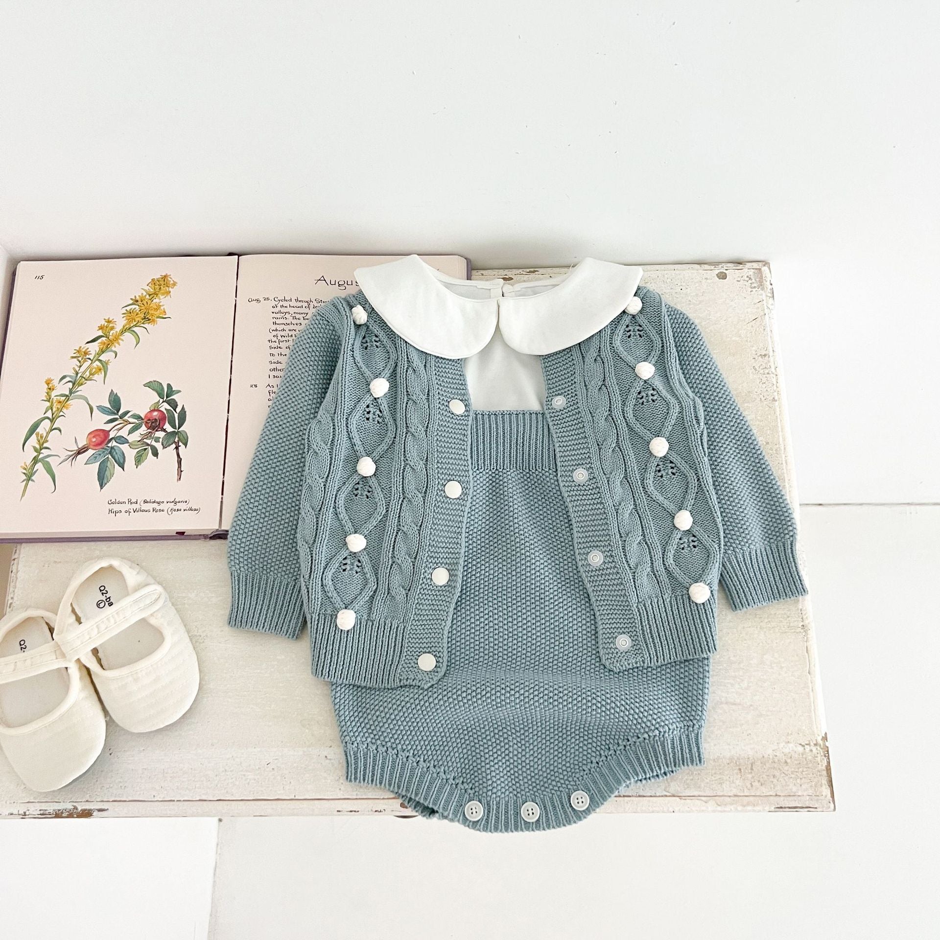Coordinato Neonato Maglia e Culotte con Cardigan  Modello Classico