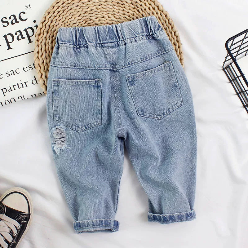 Jeans Bimbo con Strappi Leggeri – Modello Casual Elasticizzato