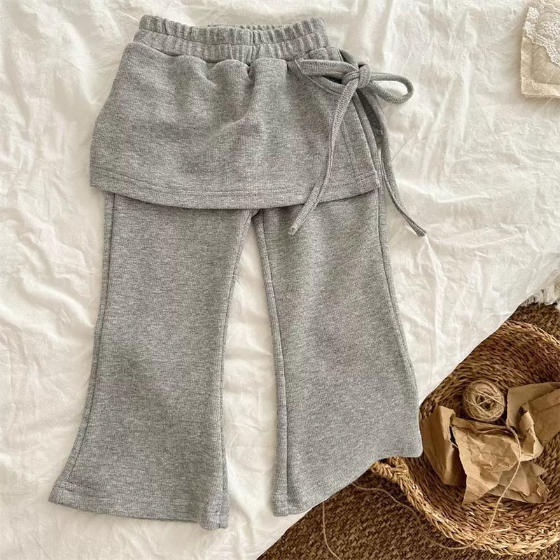 Pantaloni Autunno/Inverno con Gonna Sovrapposta – Nero/Grigio