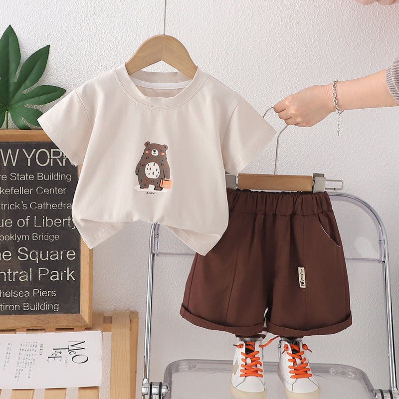 Completo Estivo Bimbo con Stampa Orsetto   T-shirt, Pantaloncini