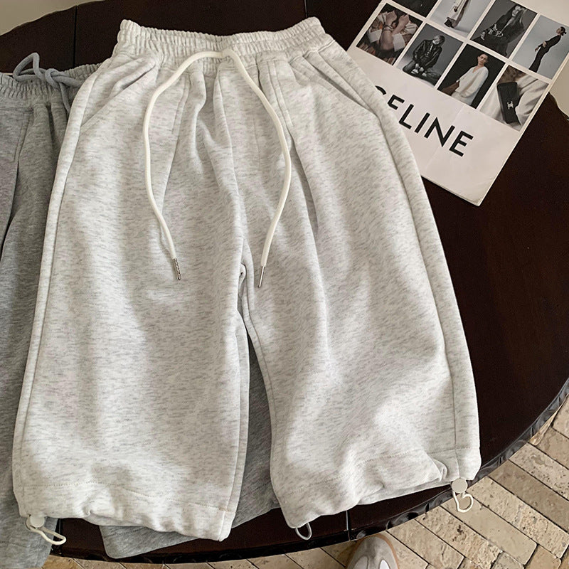 Pantaloni  Bambino/a in Felpa Neri con Coulisse e Fondo Regolabile