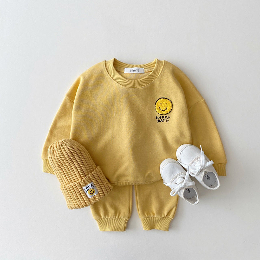 Tuta  Felpata Bambino “Happy Day”  2 Pezzi: Felpa + Pantaloni