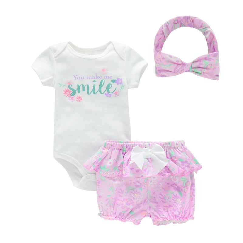 Completo Estivo Neonata   Body, Bloomers e Fascia Coordinata