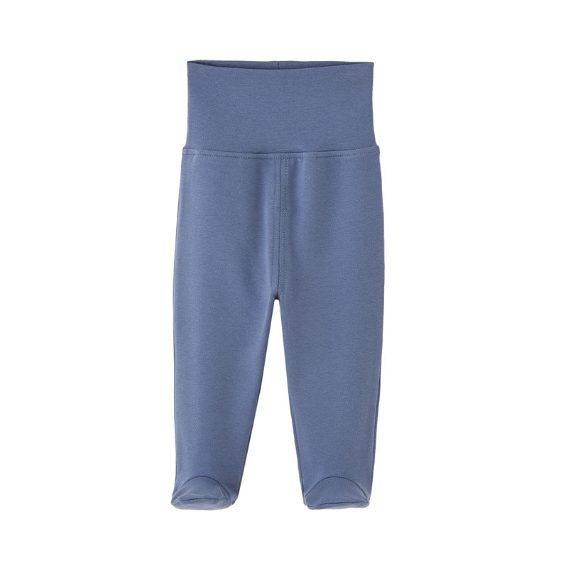 Pantaloni Neonato in Cotone con Piedini  Vita Alta
