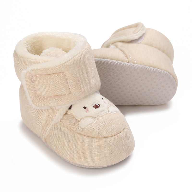 Stivaletti Neonato Invernali con Orsetto Ricamato – Caldi e Morbidi Beige Unisex