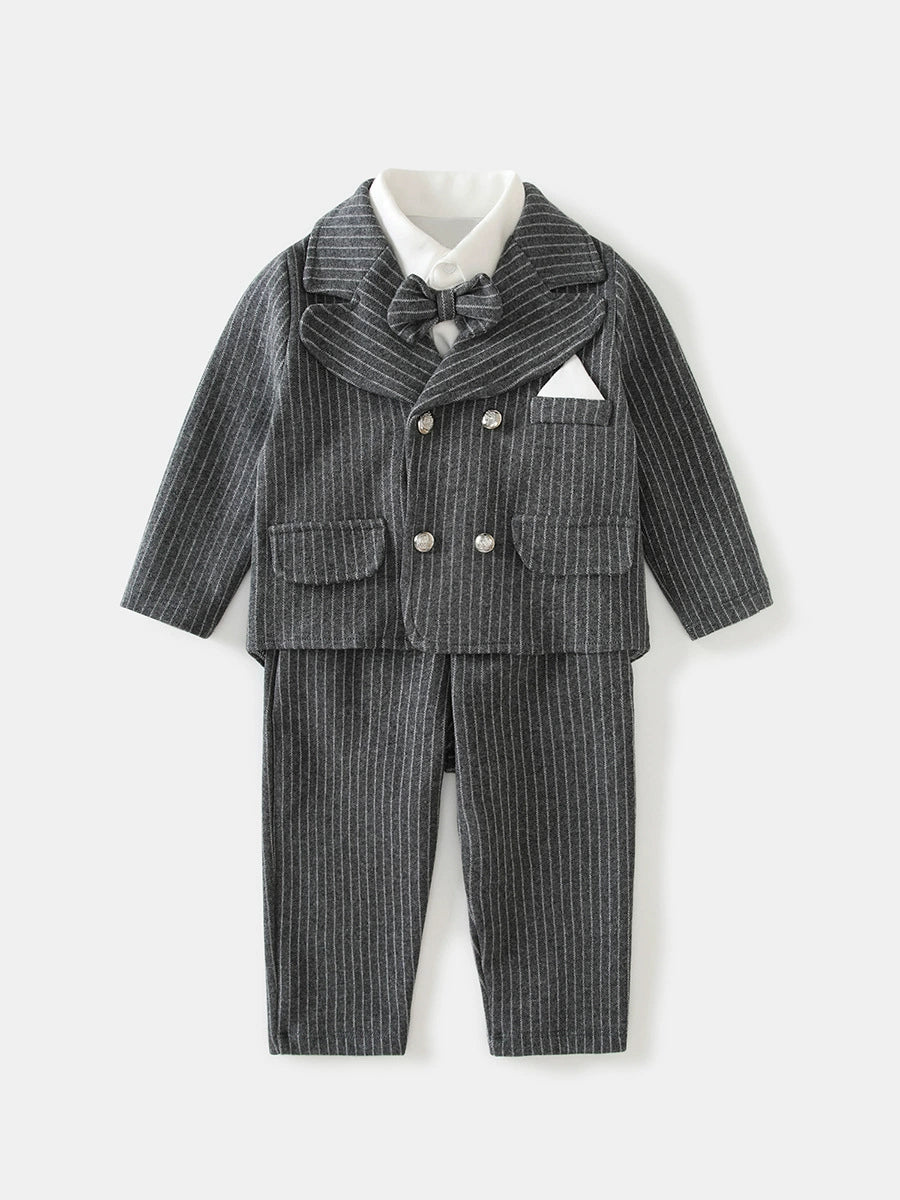Completo Elegante Bambino Grigio Gessato – Autunno/Inverno