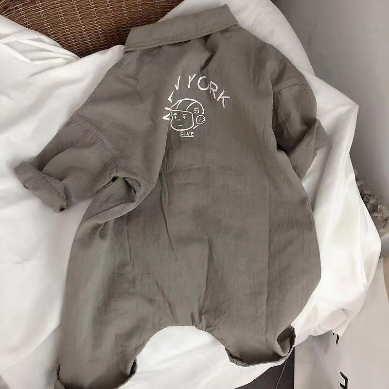 Tutina Neonato/ bimbo  in Cotone  Stile Workwear con Bottoni